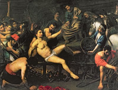 Das Martyrium des Hl. Laurentius, ca. 1621-22 von Valentin de Boulogne